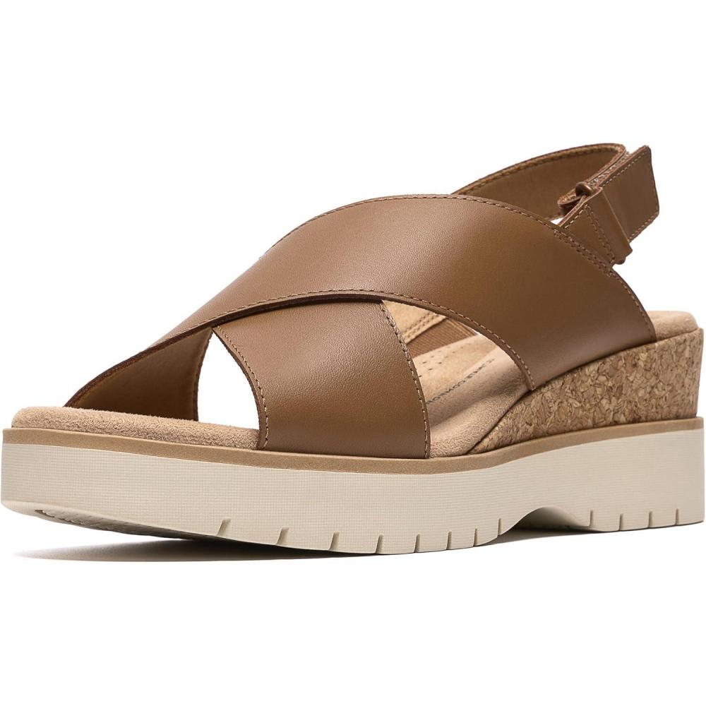 imageClarks Womens Diaz Cross Wedge SandalTan Leather