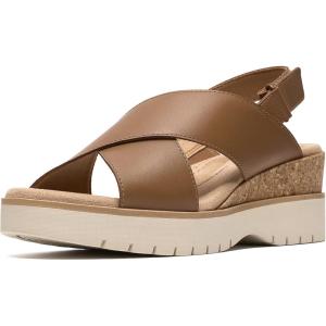 Clarks Women’s Diaz Cross Wedge Sandal(Tan Leather)
