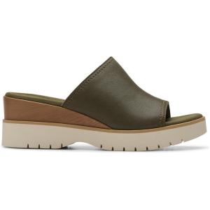 Clarks Women’s Diaz Slide(Dark Olive Leather)