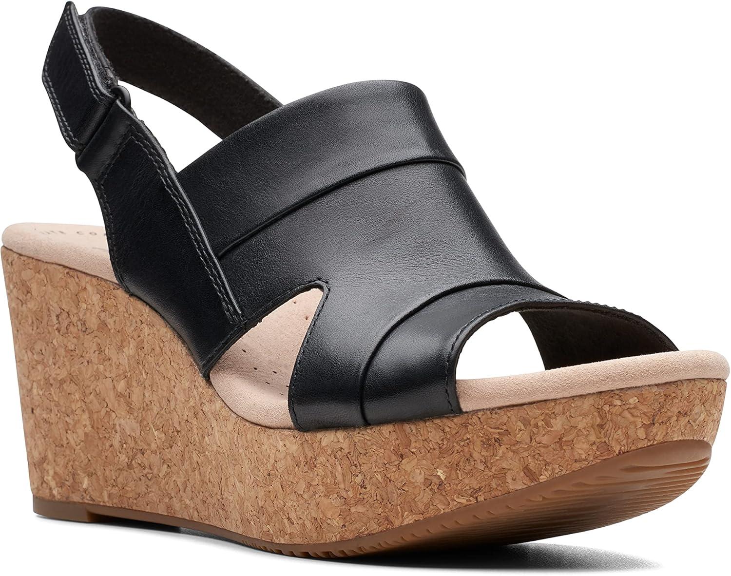 imageClarks womens Annadel IvoryWedge SandalBlack Black Leather