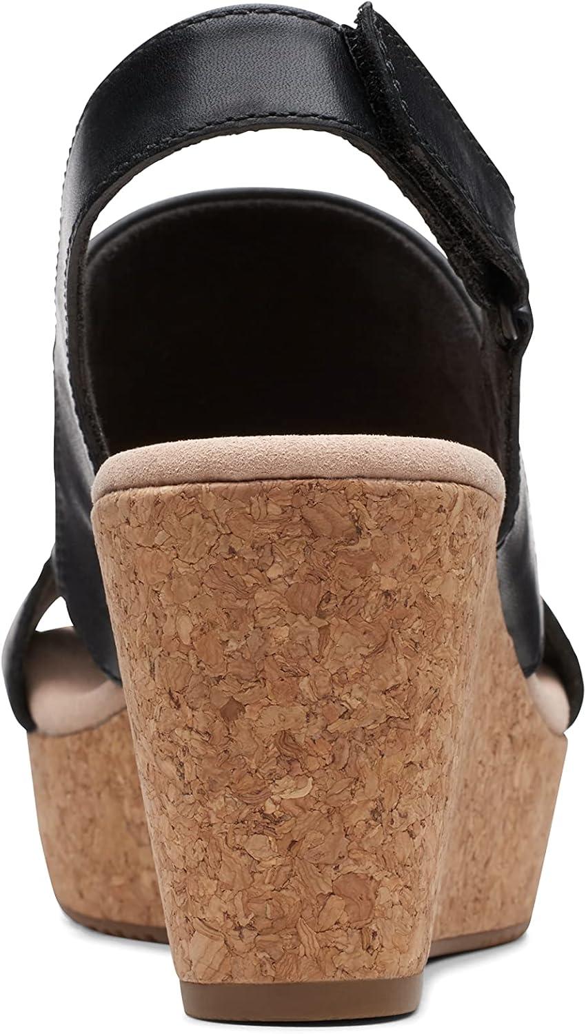 imageClarks womens Annadel IvoryWedge SandalBlack Black Leather