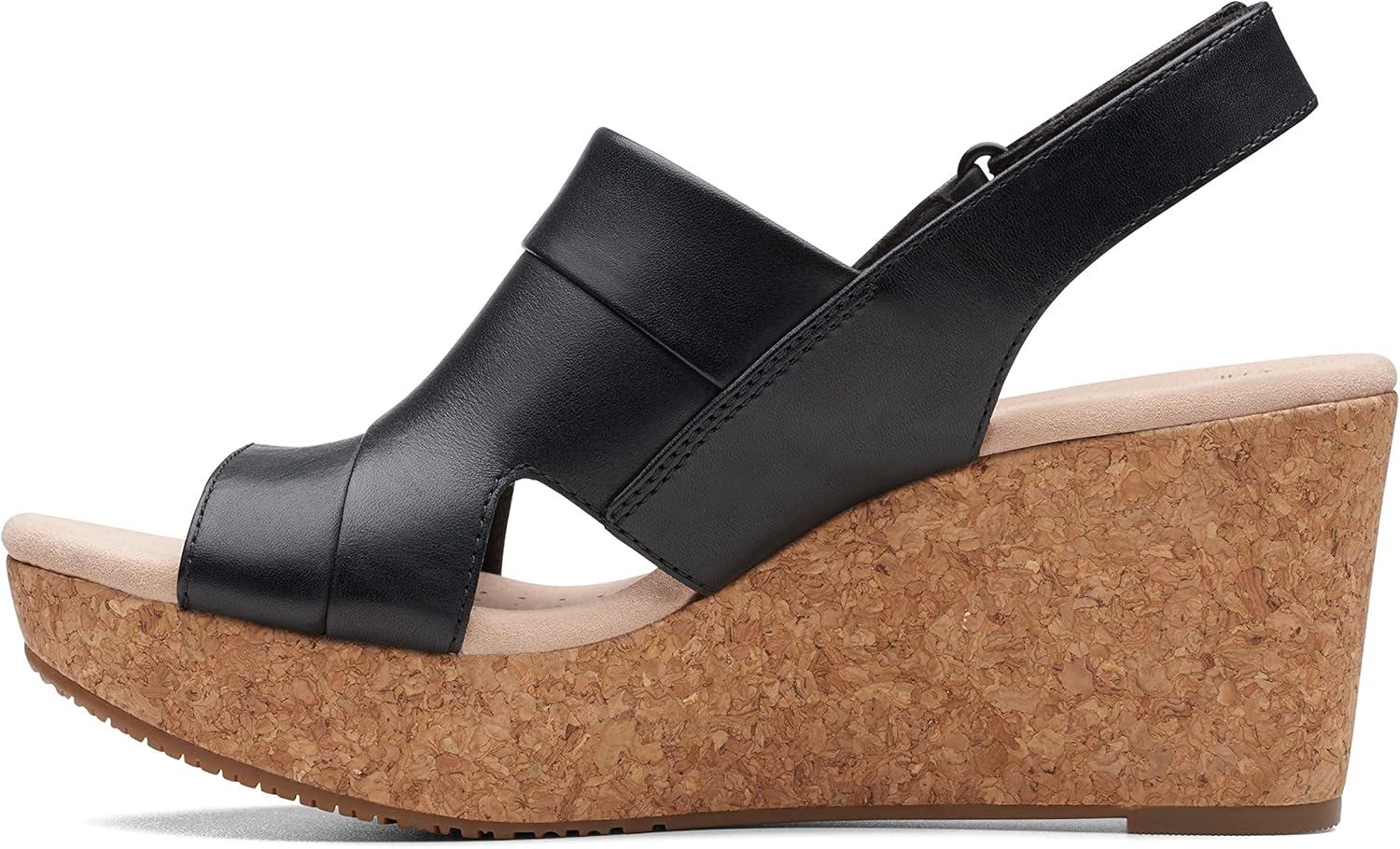 imageClarks womens Annadel IvoryWedge SandalBlack Black Leather
