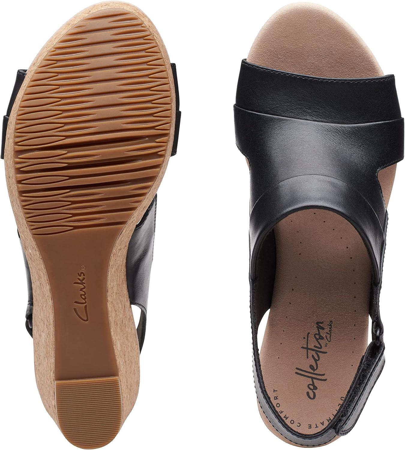 imageClarks womens Annadel IvoryWedge SandalBlack Black Leather