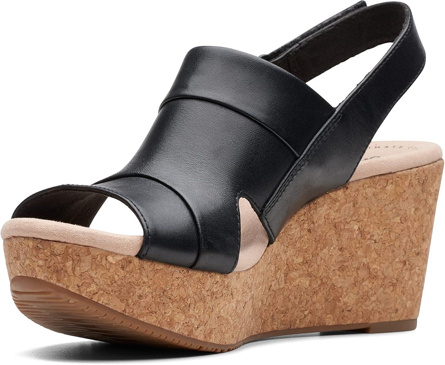 imageClarks womens Annadel IvoryWedge SandalBlack Black Leather