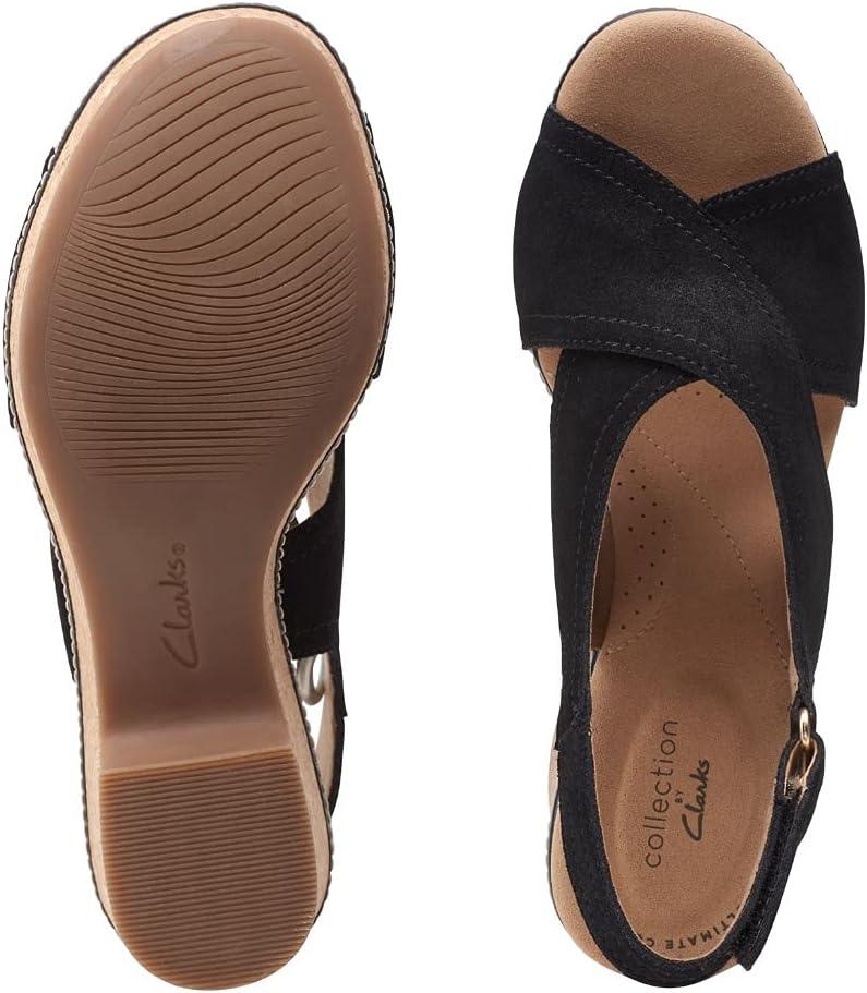 imageClarks womens WedgeWedge SandalBlack Leather