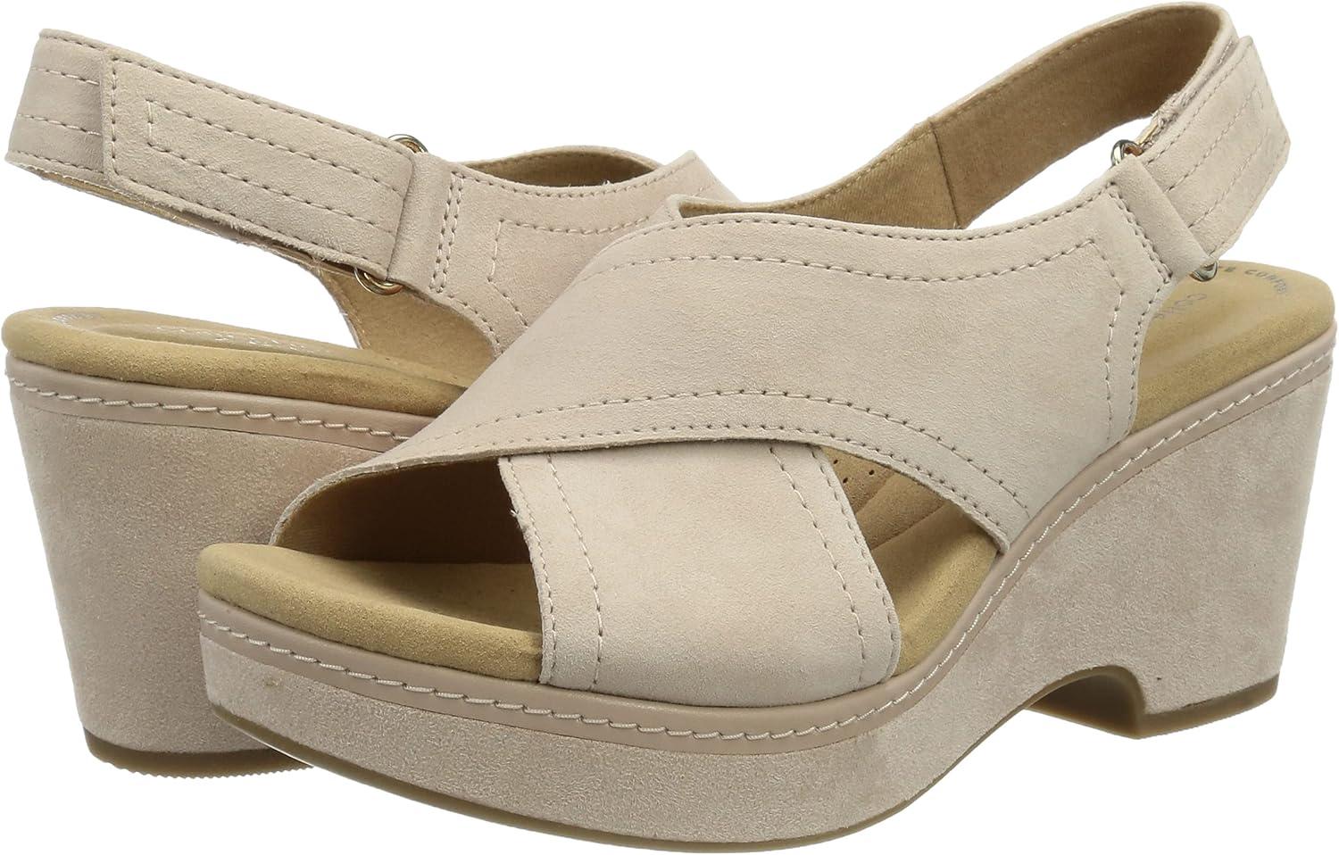 imageClarks womens WedgeWedge SandalDusty Rose Suede 010