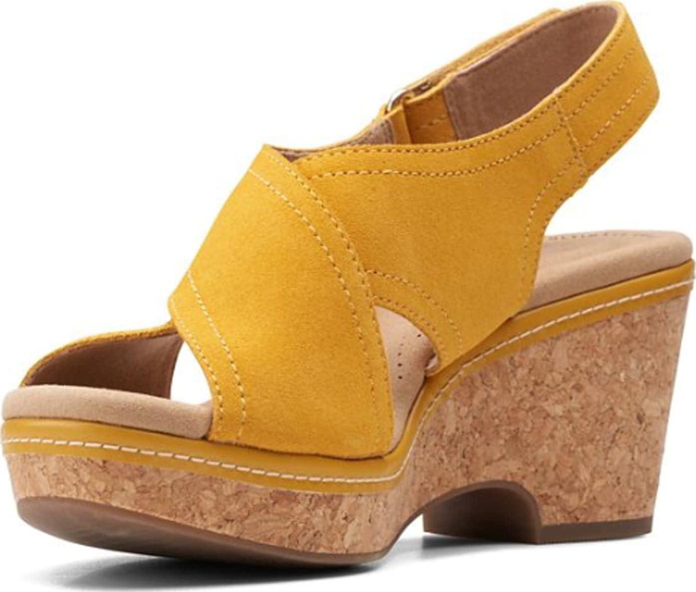 imageClarks womens WedgeWedge SandalGolden Yellow Leather