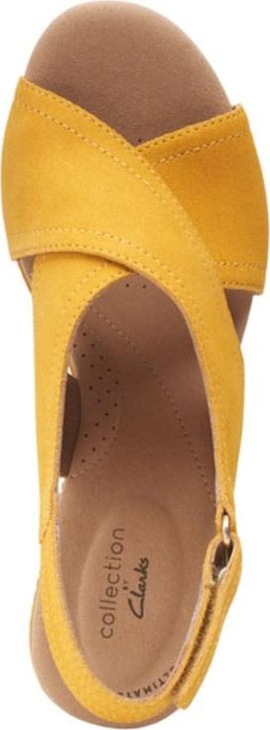 imageClarks womens WedgeWedge SandalGolden Yellow Leather