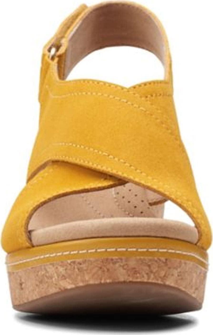 imageClarks womens WedgeWedge SandalGolden Yellow Leather