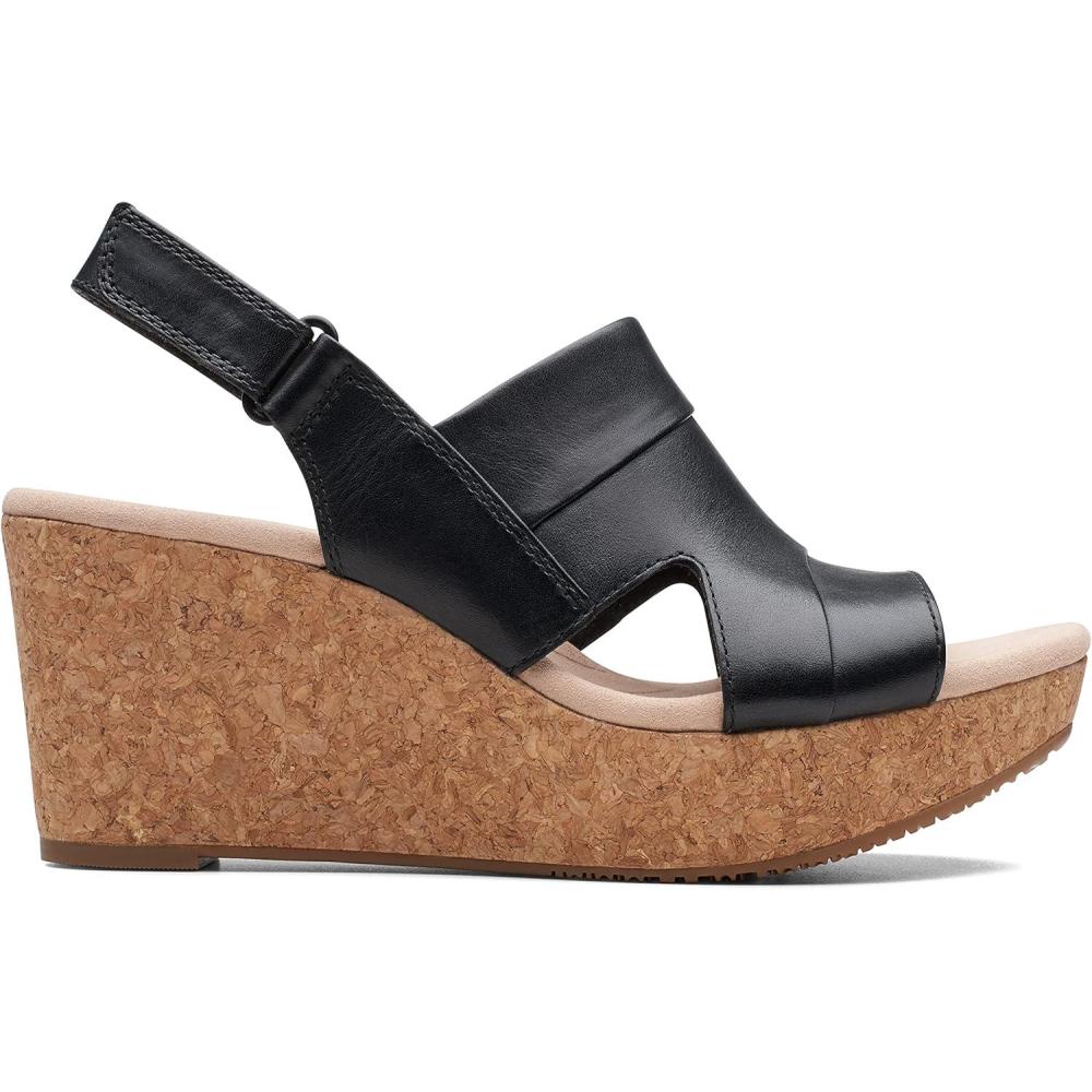 imageClarks womens Annadel IvoryWedge SandalBlack Black Leather