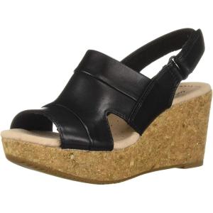 Clarks womens Annadel IvoryWedge Sandal(Black Leather)