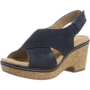 Clarks womens WedgeWedge Sandal(Navy)