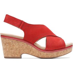 Clarks womens WedgeWedge Sandal(Red)