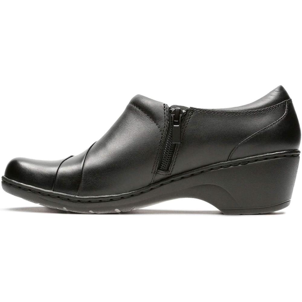 imageClarks Womens Channing Ann SlipOn LoaferBlack LeatherEnamel Button