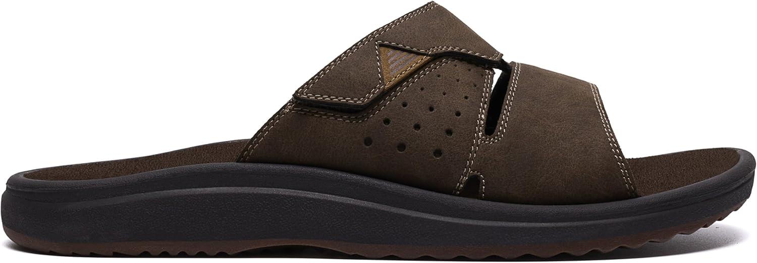 imageClarks Mens Breeze Slide SandalDark Brown Synthetic
