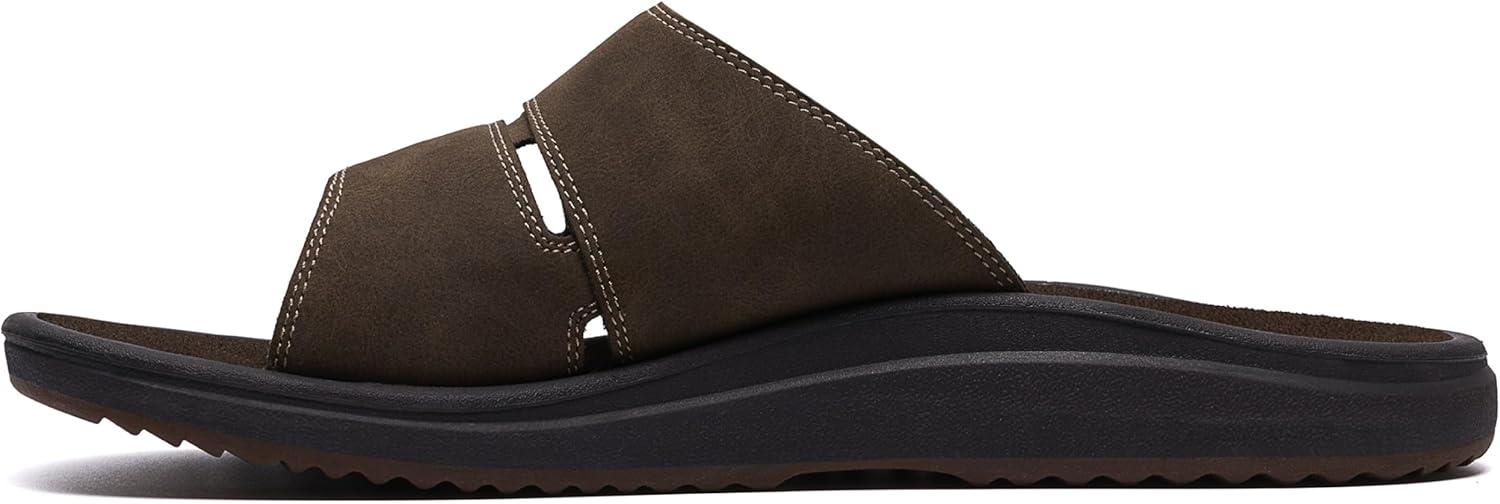 imageClarks Mens Breeze Slide SandalDark Brown Synthetic