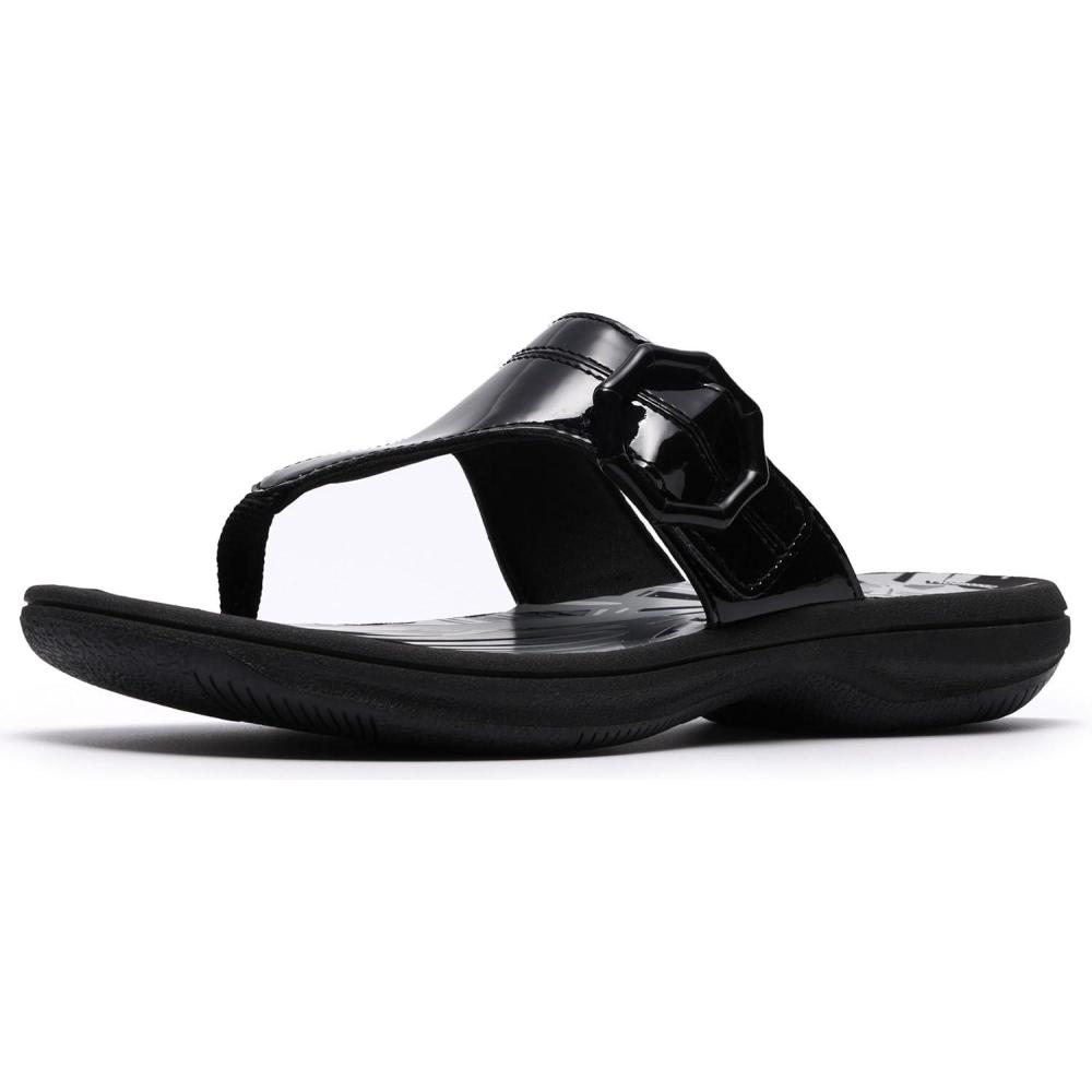 imageClarks Womens Breeze Cove Cloudsteppers FlipFlopBlack Patent Synthetic