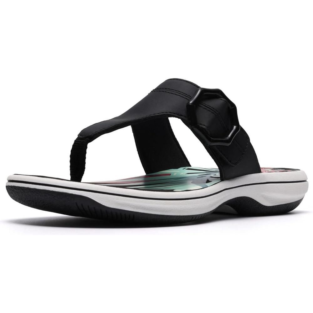 imageClarks Womens Breeze Cove Cloudsteppers FlipFlopBlack Synthetic
