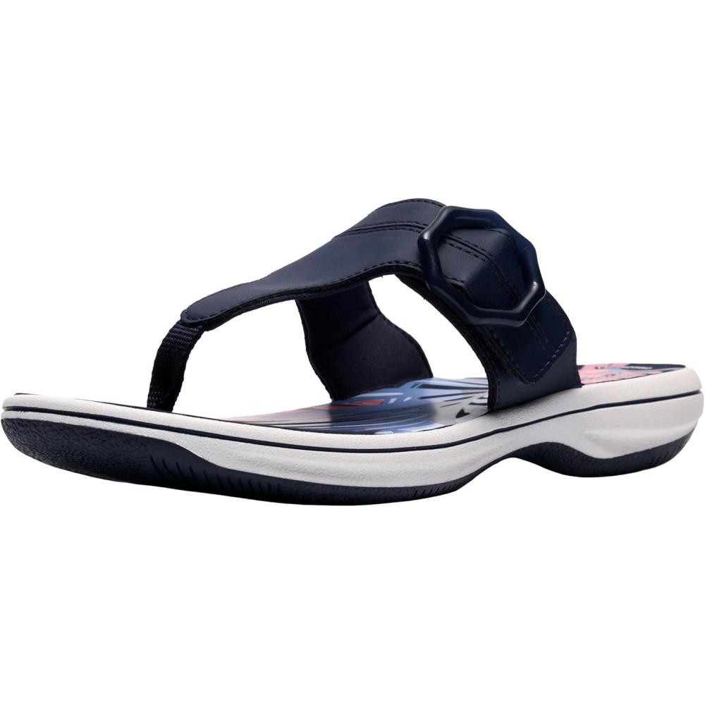 imageClarks Womens Breeze Cove Cloudsteppers FlipFlopNavy Synthetic