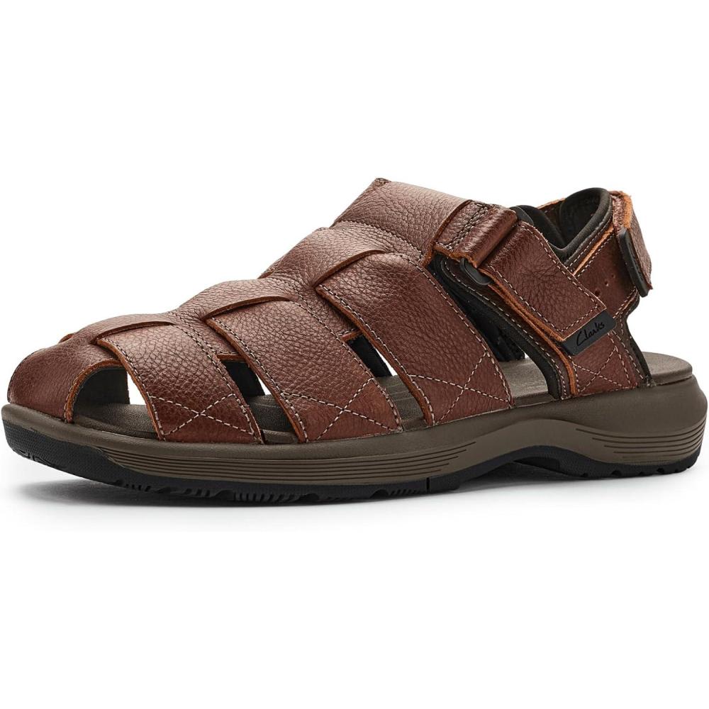 imageClarks Mens Guideview Cove Fisherman SandalDark Brown Leather