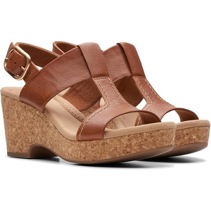 Clarks Women’s Giselle Style | Casual Sandals(Tan Leather)