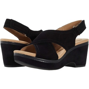 Clarks womens Wedge(Black Suede)