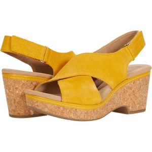 Clarks womens Wedge(Golden Yellow Leather)