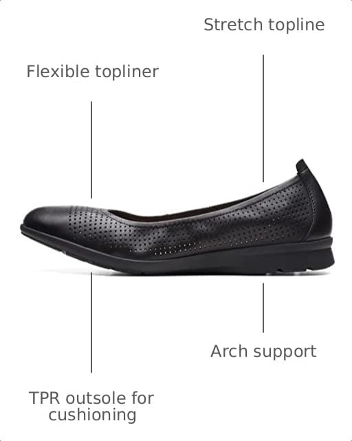 image:imageClarks Womens Jenette EaseBallet FlatBlack Leather