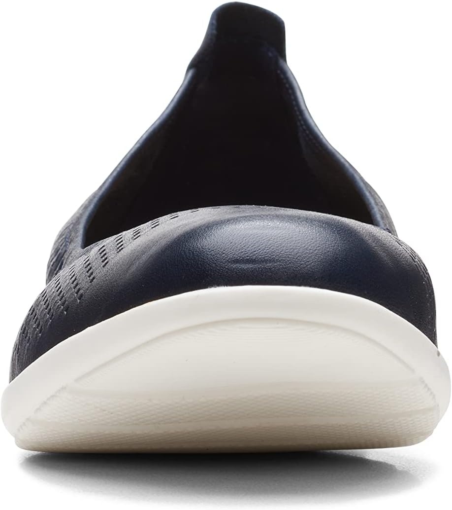 image:imageClarks Womens Jenette EaseBallet FlatNavy LeatherWhite Sole