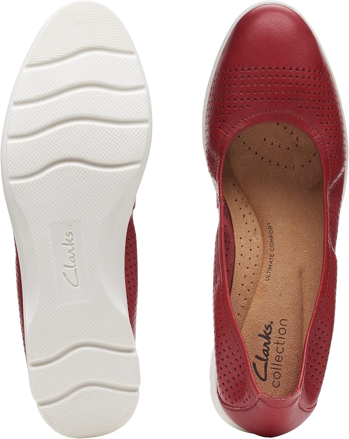image:imageClarks Womens Jenette EaseBallet FlatRed Leather