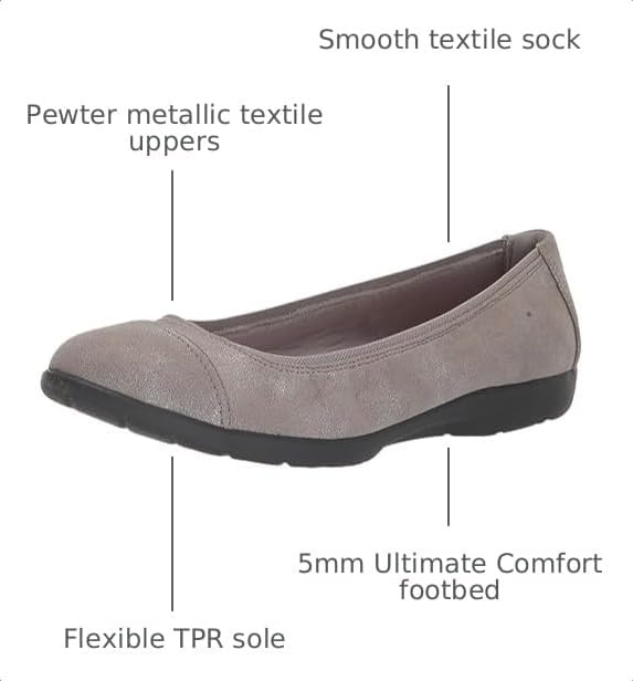 image:imageClarks Womens Meadow Opal Ballet FlatsPewter Metallic