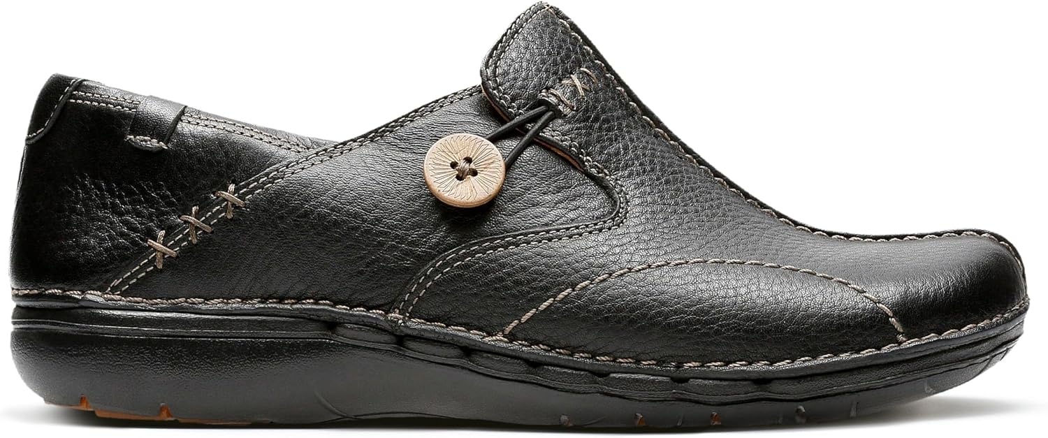 image:imageClarks Womens UnLoop SlipOn ShoesBlack Black Leather