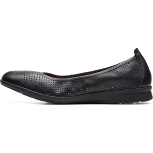 Clarks Womens Jenette EaseBallet Flat(Black Leather)
