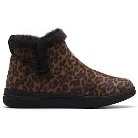 image:imageClarks Womens Breeze Fur Ankle BootsLeopard Print Textile