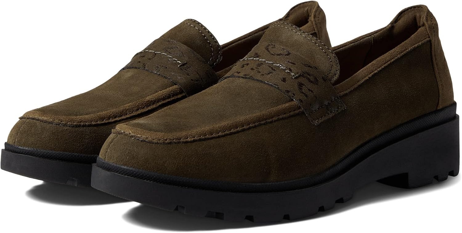image:imageClarks Womens Calla Ease LoafersDark Olive Suede