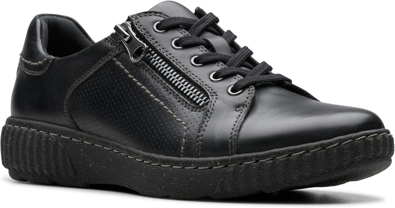 image:imageClarks Womens Caroline Janna Leather SneakersBlack Leather
