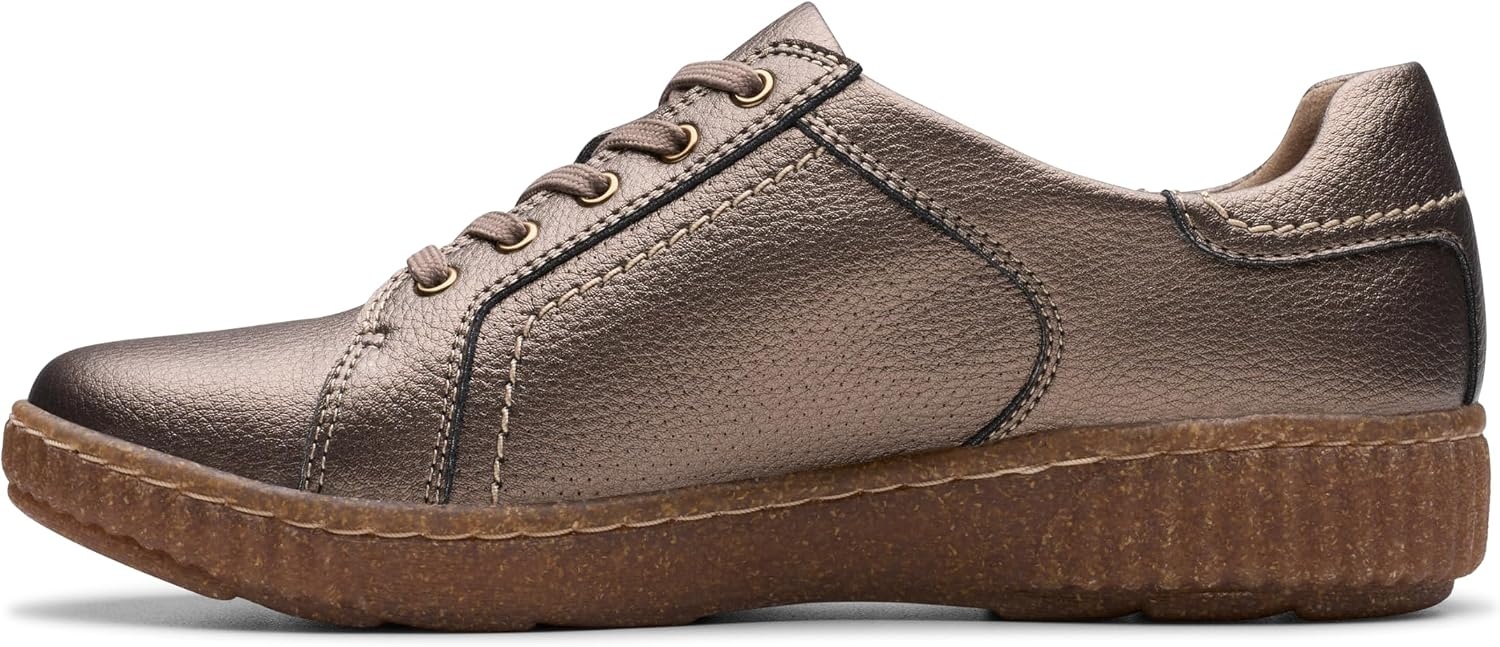 image:imageClarks Womens Caroline Janna Leather SneakersBronze Metallic