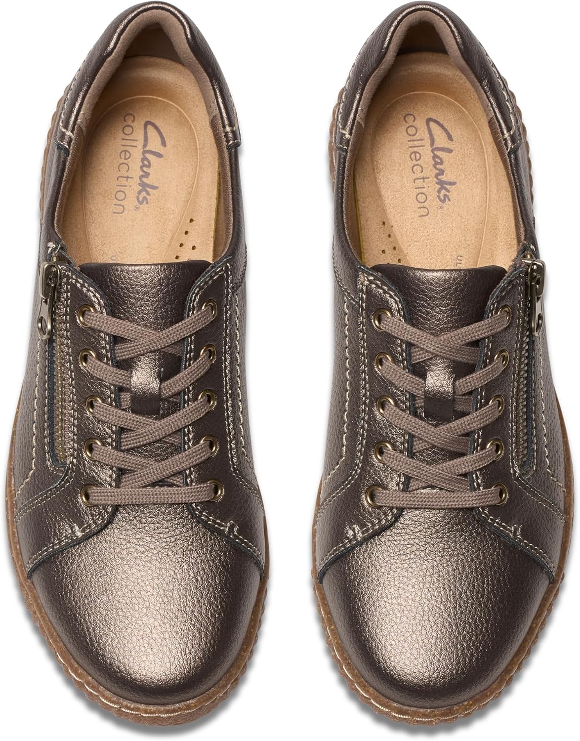 image:imageClarks Womens Caroline Janna Leather SneakersBronze Metallic