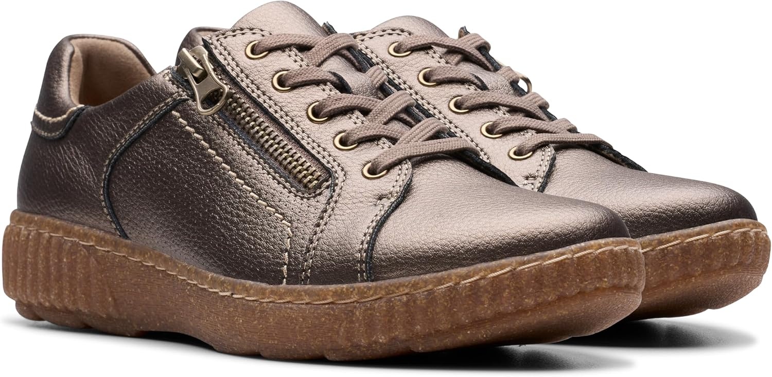 image:imageClarks Womens Caroline Janna Leather SneakersBronze Metallic