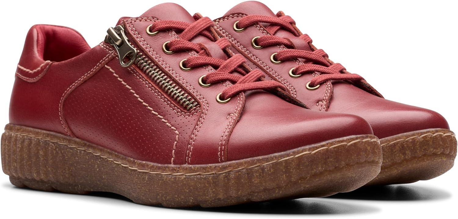image:imageClarks Womens Caroline Janna Leather SneakersRed Leather