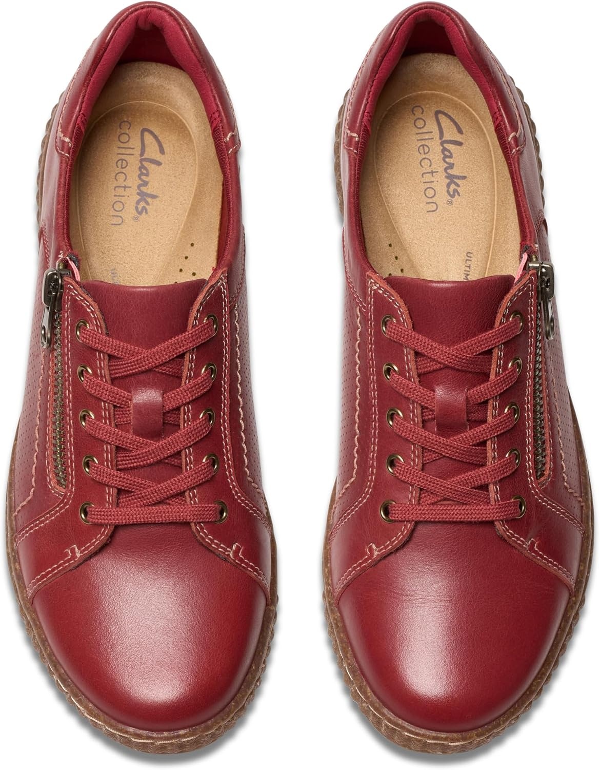 image:imageClarks Womens Caroline Janna Leather SneakersRed Leather