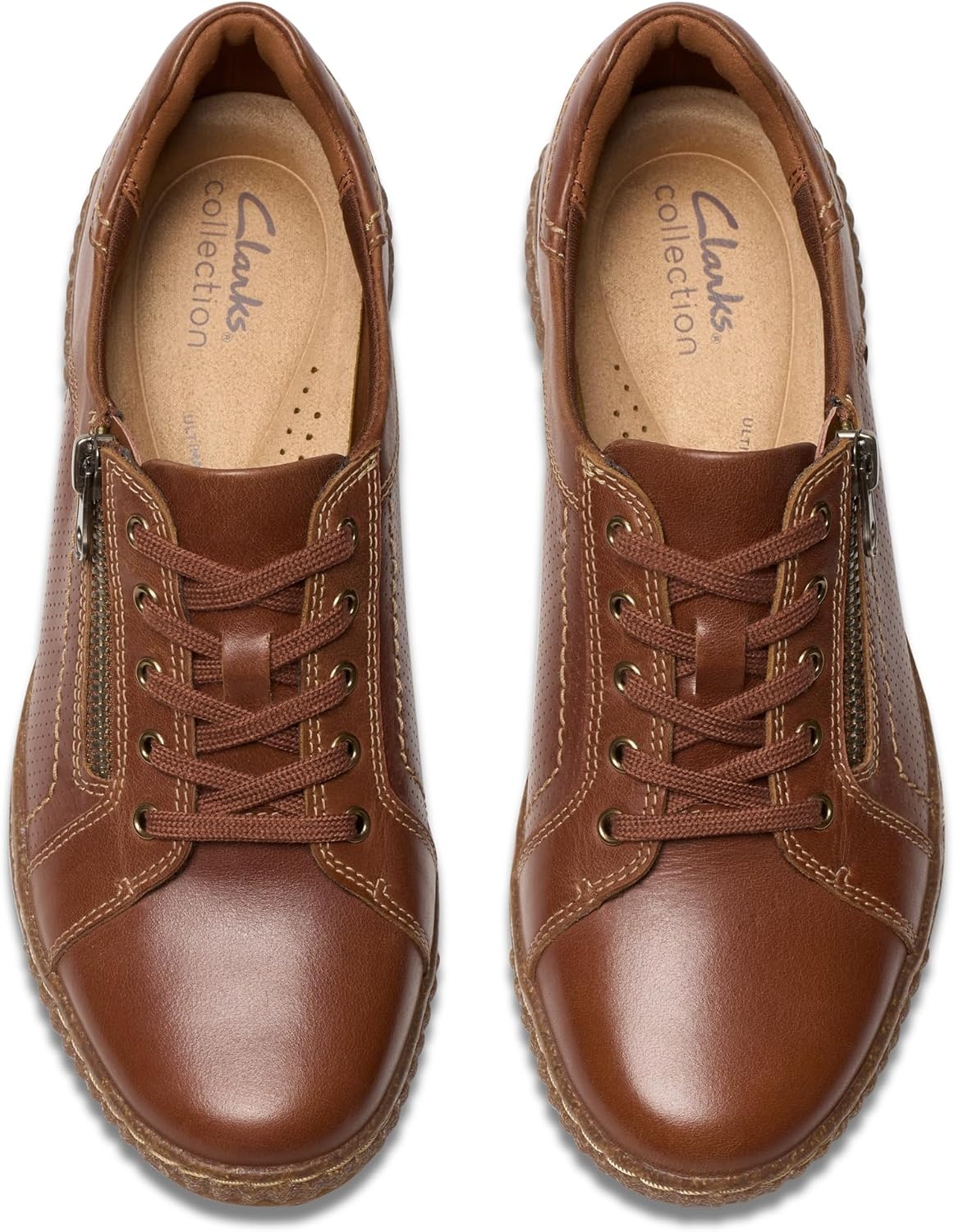 image:imageClarks Womens Caroline Janna Leather SneakersTan Leather