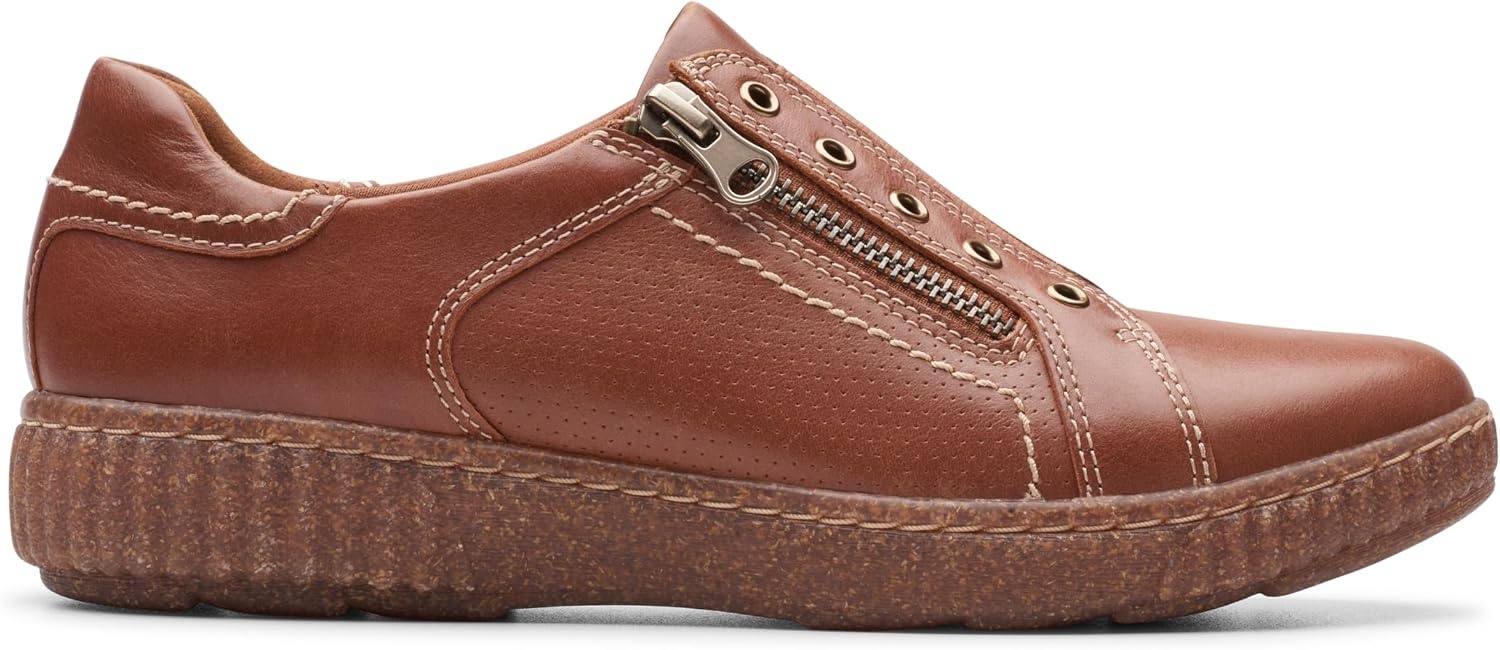 image:imageClarks Womens Caroline Janna Leather SneakersTan Leather