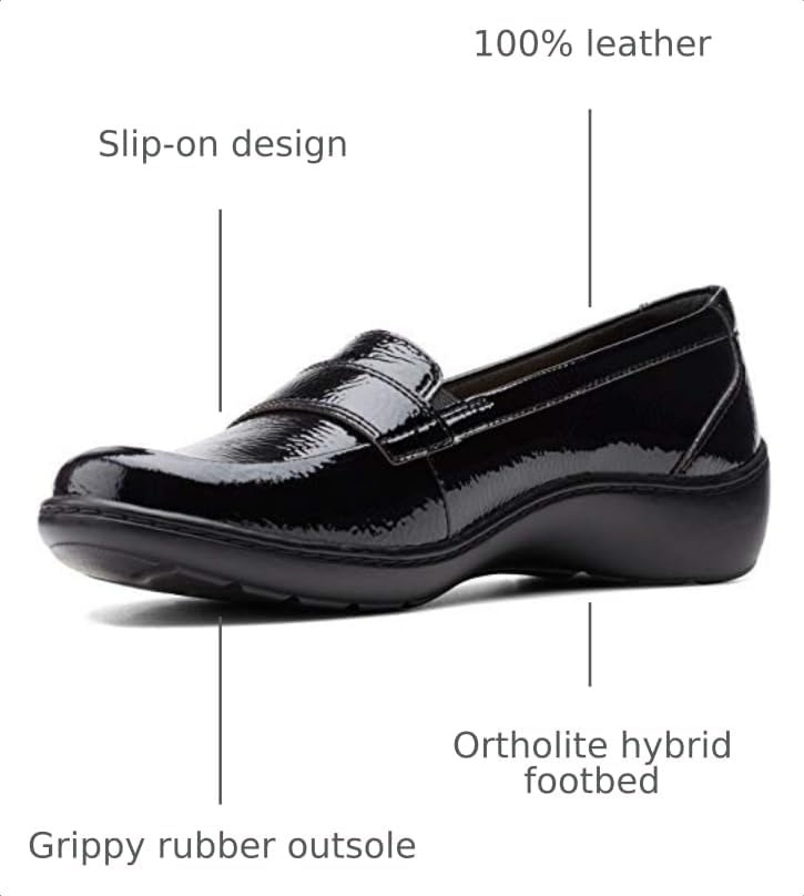 image:imageClarks Womens Cora DaisyBlack Synthetic Crinkle Patent Synthetic