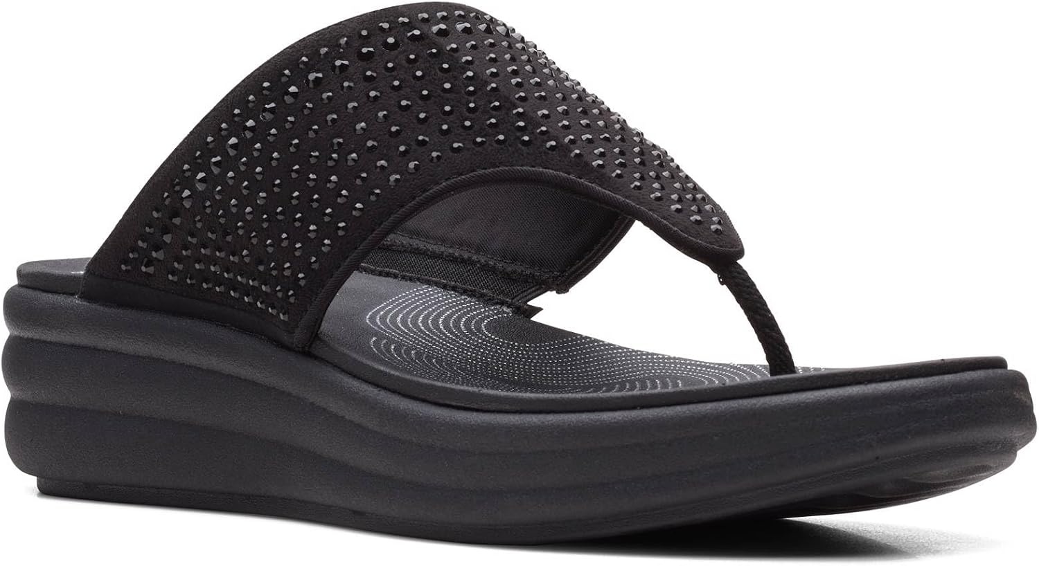 image:imageClarks Womens Drift Jaunt Wedge SandalBlack Interest Textile