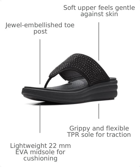 image:imageClarks Womens Drift Jaunt Wedge SandalBlack Interest Textile