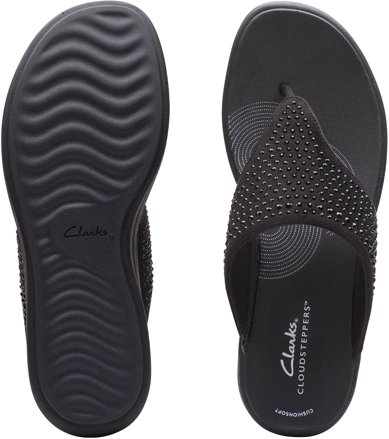 image:imageClarks Womens Drift Jaunt Wedge SandalBlack Interest Textile