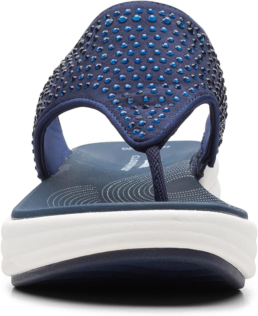 image:imageClarks Womens Drift Jaunt Wedge SandalNavy Textile