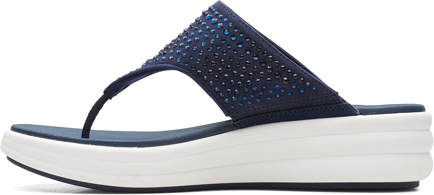 image:imageClarks Womens Drift Jaunt Wedge SandalNavy Textile