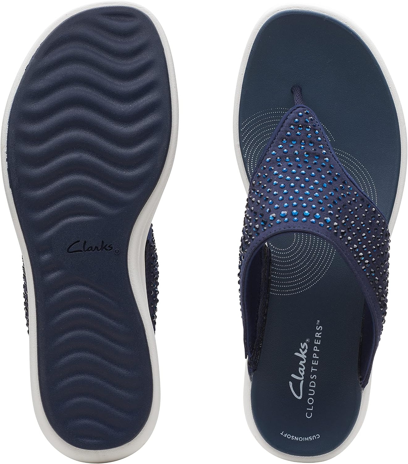 image:imageClarks Womens Drift Jaunt Wedge SandalNavy Textile